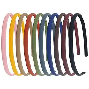 Wide 0.8cm/0.3" Solid Plain Blank Thin Matte Plastic Headbands with Teeth DIY Craft Sports Hair Bands Accessories for Women Men Girls Teens Kids