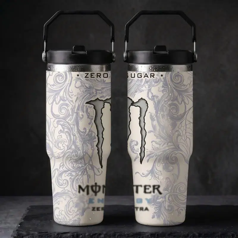 Inspired Tumbler Cup 40/30/20oz With Handle & Straw, Perfect For Gym Lovers & Gamers, Aesthetic White Mug, Flasks Viral Gift Idea 2026