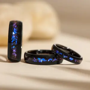 Matching Galaxy Nebula Tungsten Rings - 4MM, 6MM, 8MM