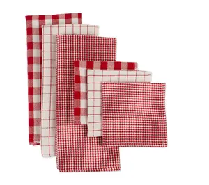 Design Imports Holiday Checks Kitchen Towel& Dish Cloth Set/6