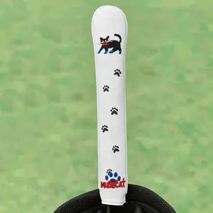 Exquisite Cat Paw Embroidered Golf Alignment Stick Cover, Comfortable PU Golf Direction Indicator, Durable Golf Rod Sleeve, Universal Golf Accessory