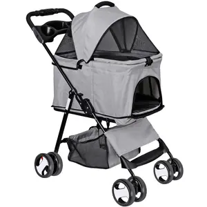3-in-1 Detachable Multifunction Pet Jogger Stroller for Dogs and Cats - Gray, Animal Carrier, Car Seat, Outside Use Pet Travel Accessory