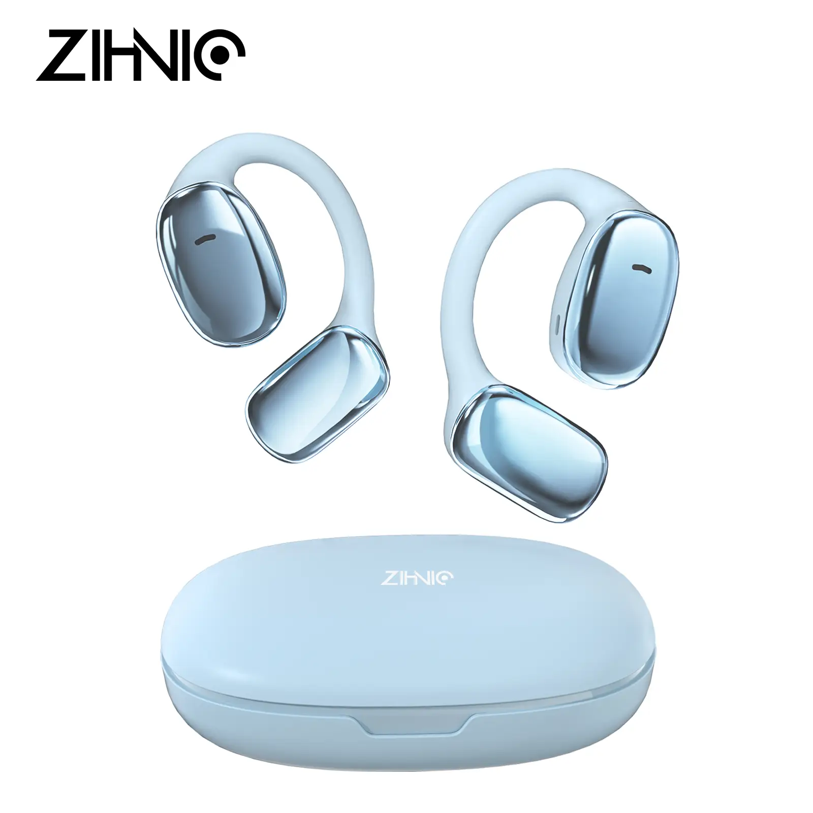 ZIHNIC S11 Open Ear Headphones With Charging Case, Comfort Wireless Earbuds,Bluetooth V5.4 Earphones,HIFI Quality,Blue Audio Electronic Earbuds