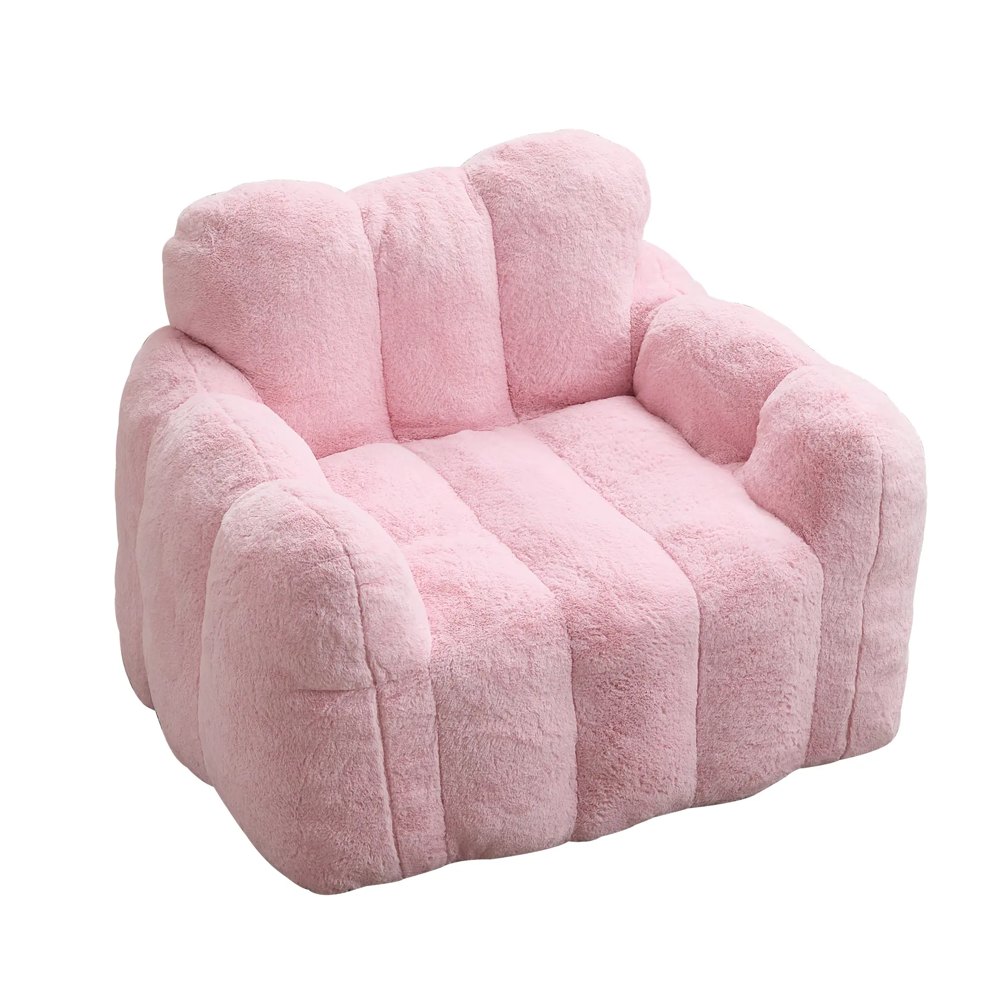 Adult Bean Bag Sofa with Pull Ring, Compression Foam Filled, Easy Move No Assembly, Living Room Bedroom Relaxation, Pink Lotus Style Comfy Lounger Chair for Indoor Outdoor Use, Living Room Furniture for Apartment, Lounge, Family Room