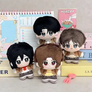 new 10cm Attack on Titan Plush Doll Eren Mikasa Levi Anime Mini Doll Keychain Cute Backpack Pendant Decoration Boys Girls Gift