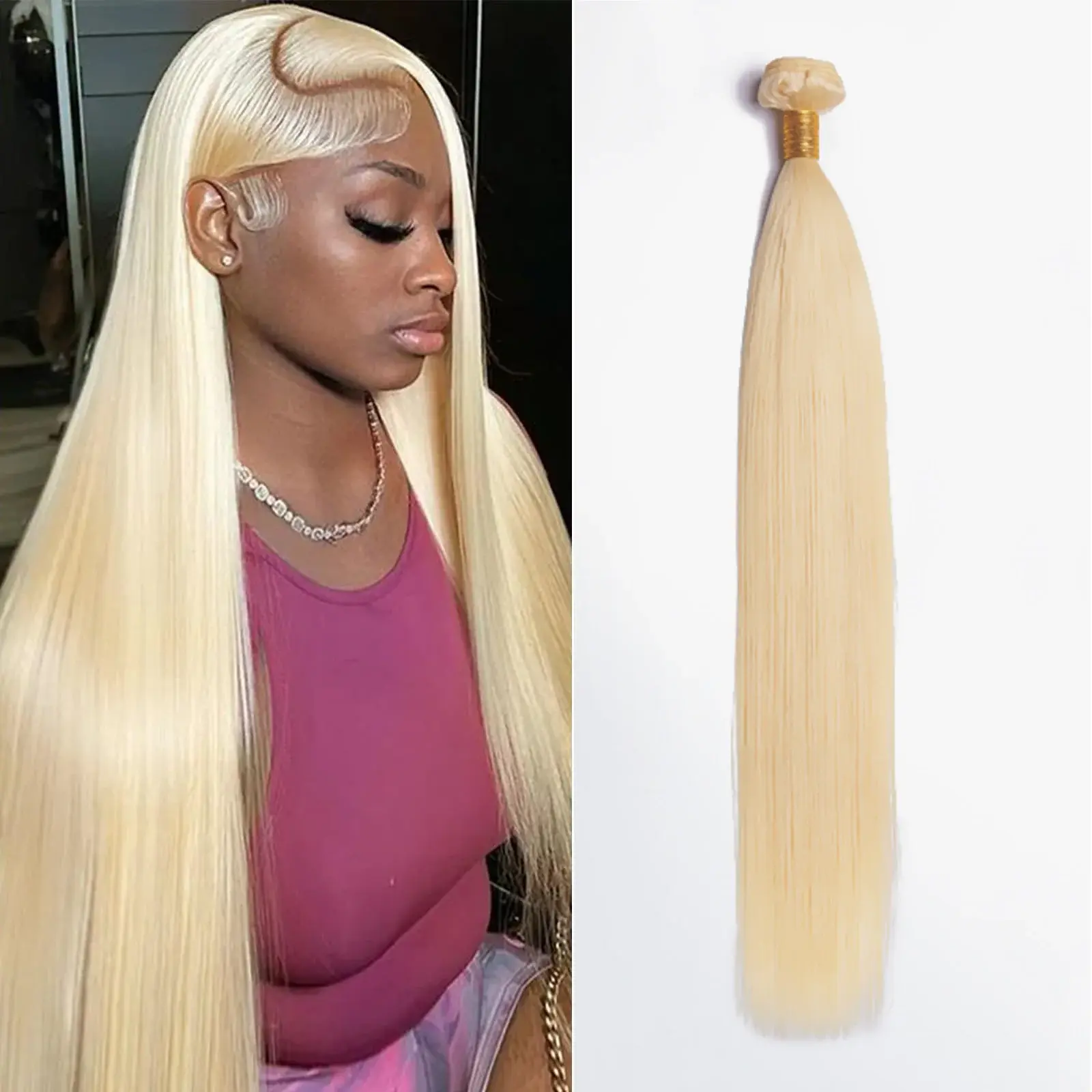 Hot Star 613 Blonde Color 12A Straight Human Hair Bundles 100% Unprocessed Brazilian Hair 3 Bundles Human Hair Extensions for Women