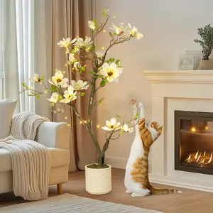 4ft Artificial Magnolia Tree - Lifelike Flowers, Realistic Leaves, Decorative Fruit Plant, Ideal for Living Room, Office Interior Home Decor Ornaments