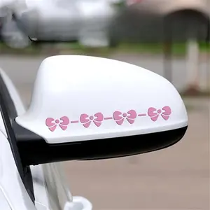 Car Rearview Mirror Sticker, Cute Bowknot Pattern Car Rearview Mirror Decal, Anti-scratch Car Exterior Decoration Accessories for Women & Girls, Girly Car Accessories, Car Decorative Sticker, Car Decals, Car Stickers, Decal For Cars