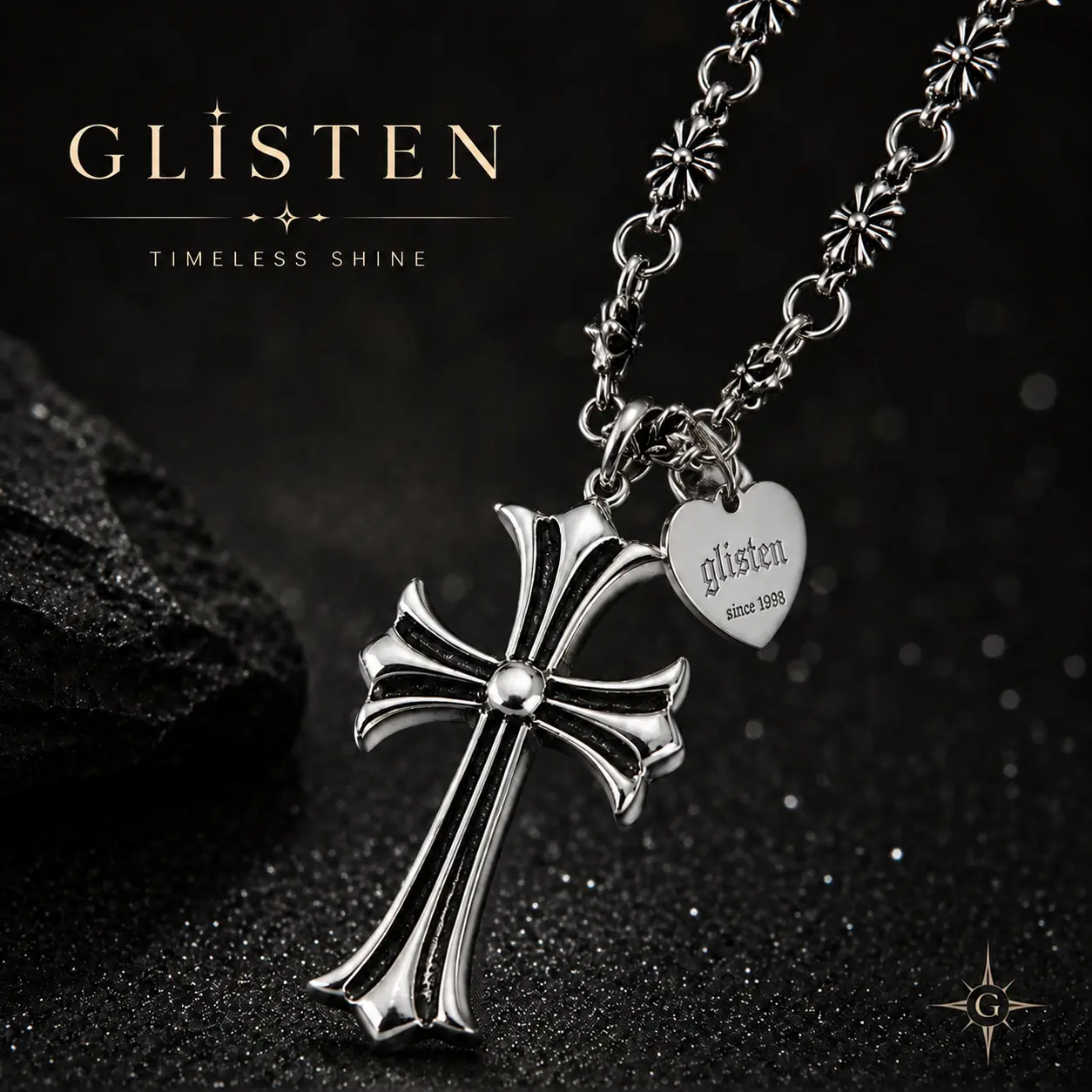 Unisex Stainless Steel Cross Pendant Necklace | Silver Minimalist Chain Jewelry | Vintage-Inspired Hip Hop Style Pendant | Detachable Pendant Design | Gift for Men & Women
