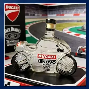 Ducati Inspired Motorcycle Glass Liquor Decanter, Premium Sealed Whiskey Bottle, Ideal for Man Cave, Home Bar, Collectors & Gifting