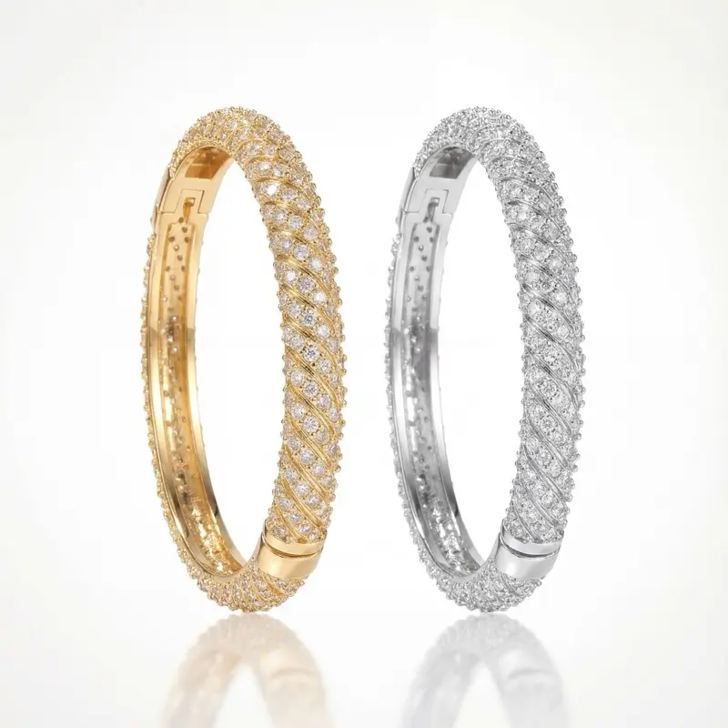 Simulated Diamond Drip Twist Bangle gold plated Simulated Diamond Drip Twist Bangle gold plated