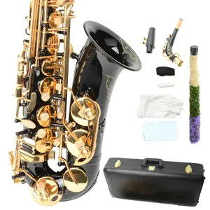 Flower Dance Brass Carving Pattern Pearl White Shell Button Saxophone with Black Eb Keys, Strap & Accessories for Jazz, Rock (Toys & Hobbies Wind Musical Instruments)