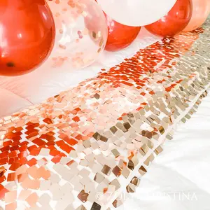 Rose Gold Sequin Table Runner – 12" x 108" Glam Wedding & Party Decor
