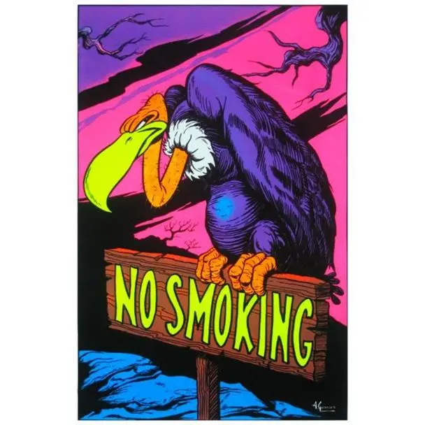 No Smoking Sign Vulture College Fantasy Trippy Flocked UV Black Light Blacklight Poster No Smoking Sign Vulture College Fantasy Trippy Flocked UV Black Light Blacklight Poster