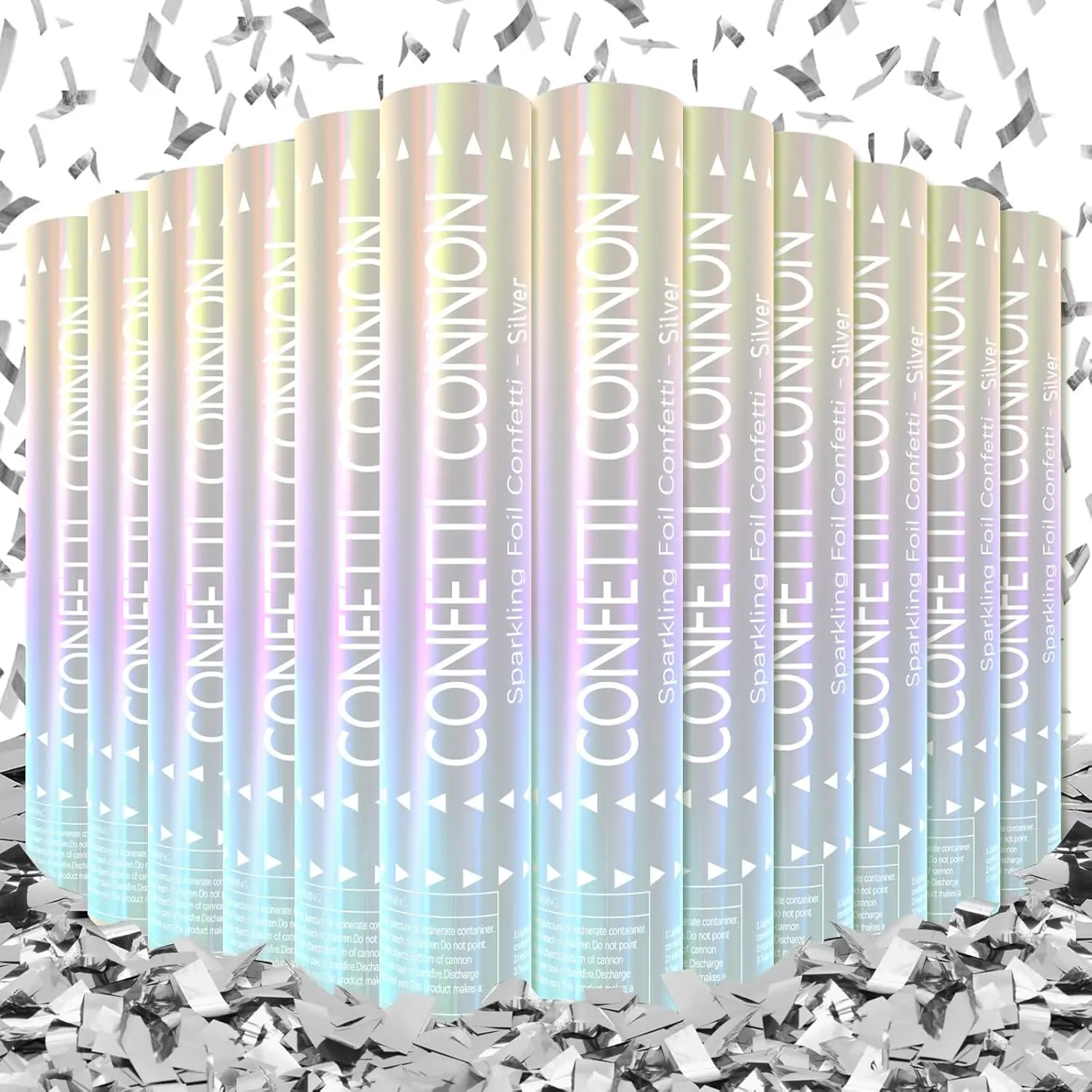 12Pack Sliver Confetti Poppers - 12inch Confetti Cannon for Weddings, Graduations, Birthdays &  Year Eve