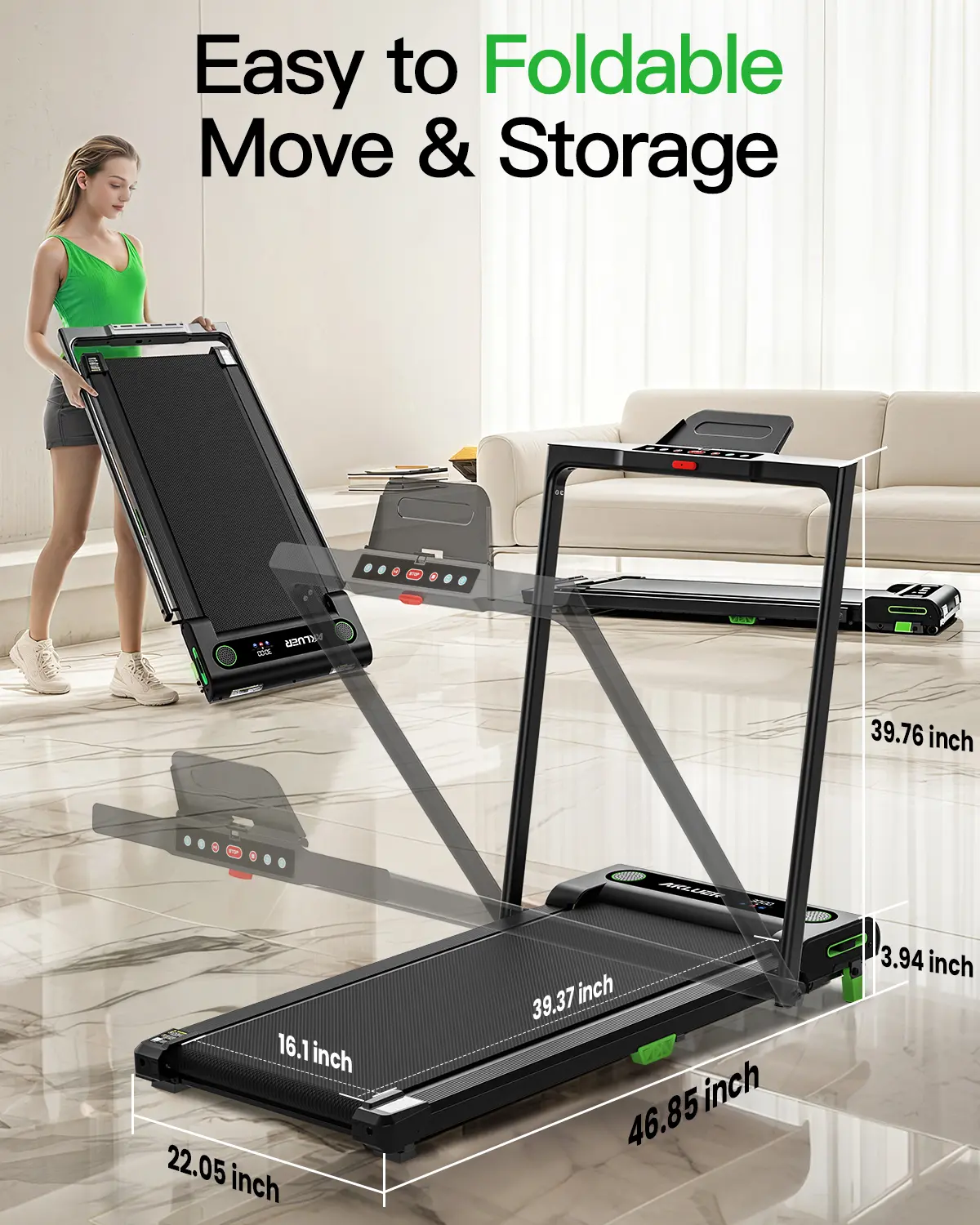 [With 5% Incline Foldable Handle Bar] Fathersdaygifts Akluer 2 in 1 Smart Treadmill walkingpad,maximum weight up to 330lb,Top speed reaches 7.6MPH
