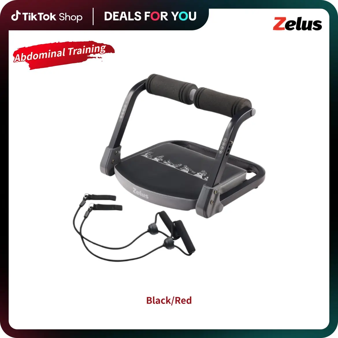 ZELUS Ab Machine with Resistance Bands – 2-in-1 Workout Equipment with Rebound Assist&4 Intensities|Core Training, Home Fitness, Body Workouts, Workout Enhancer, Gift Idea | Abdominal Muscle Trainer| #TikTokShopFallDealsForYou