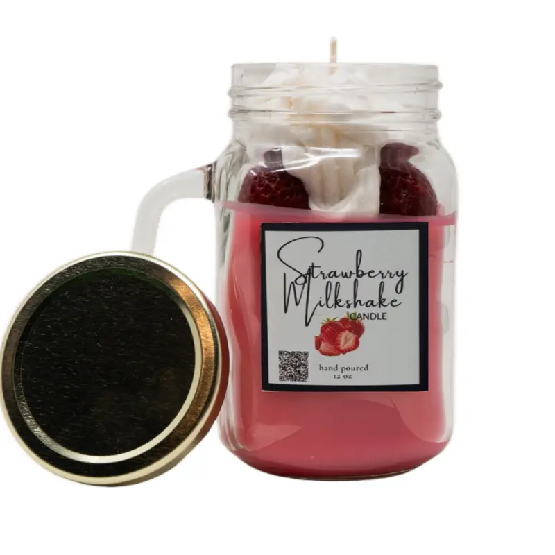 Strawberry Milkshake Dessert Candle – Whipped Cream & Vanilla Bliss | Handmade by L.I.T for Life