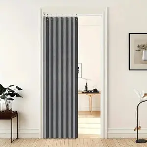 Fabric Folding Door Curtain for Closet & Room Divider, Casual Style, Easy Installation for Bedroom, Living Room, Office(Hook color and style are random，No curtain rod)