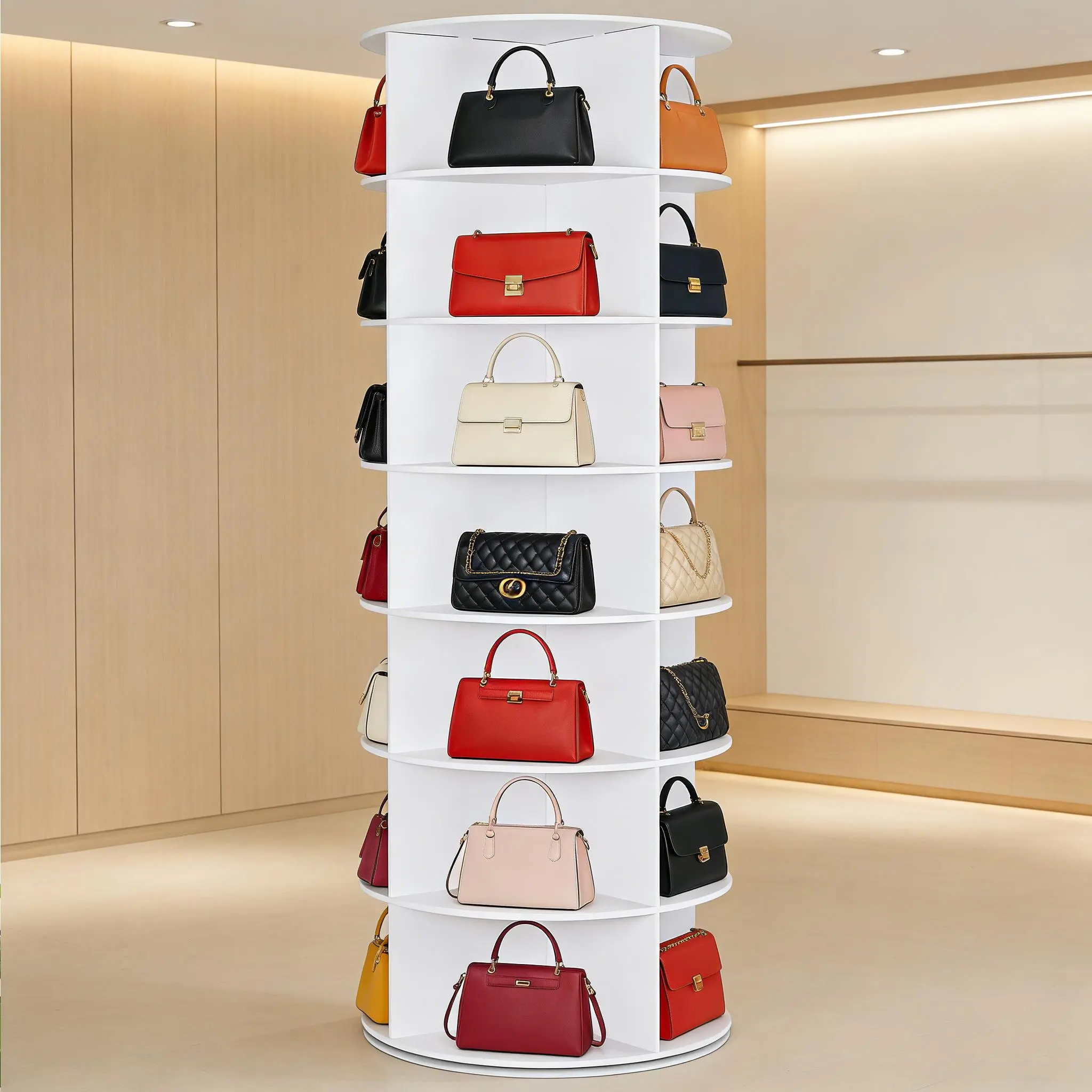 7-Tier Spinning Rotating Shoe Rack Organizer, Shoe Display Tower Lazy Susan, Revolving Shoes Rack StorageOrganization, 360 Vertical Bags Holder Rotate Organizer,dorm essentials,home decor,cart,space-saving,bathroom,foldable,outdoor,metal