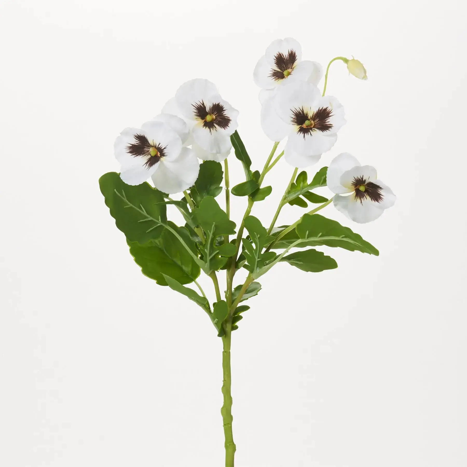 White Faux Silk Pansy Flower Ornaments - 15" Wired Individual Stems, Decorative Botanical Aesthetic Home Decor Accessory for Floral Arrangements
