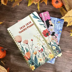 5 Years Vintage Floral Printed Planner Work Plan wellness planner month financial planner calendar workbook organizer notebook 2025 calendario adviento tiktok shop calendar planners for 2026 bullet journal
