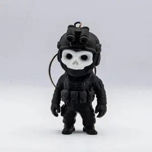 Little Ghost 3D Keychain - Unique Skull Face and Helmet Design, Quirky Accessory for Keychains and Everyday Use, Perfect for Fans of Distinctive Items