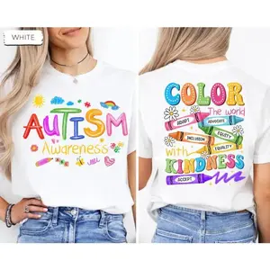 Autism Awareness T Shirt Featuring Double Sided Print Ideal for Special Education Teachers and Autism Moms
