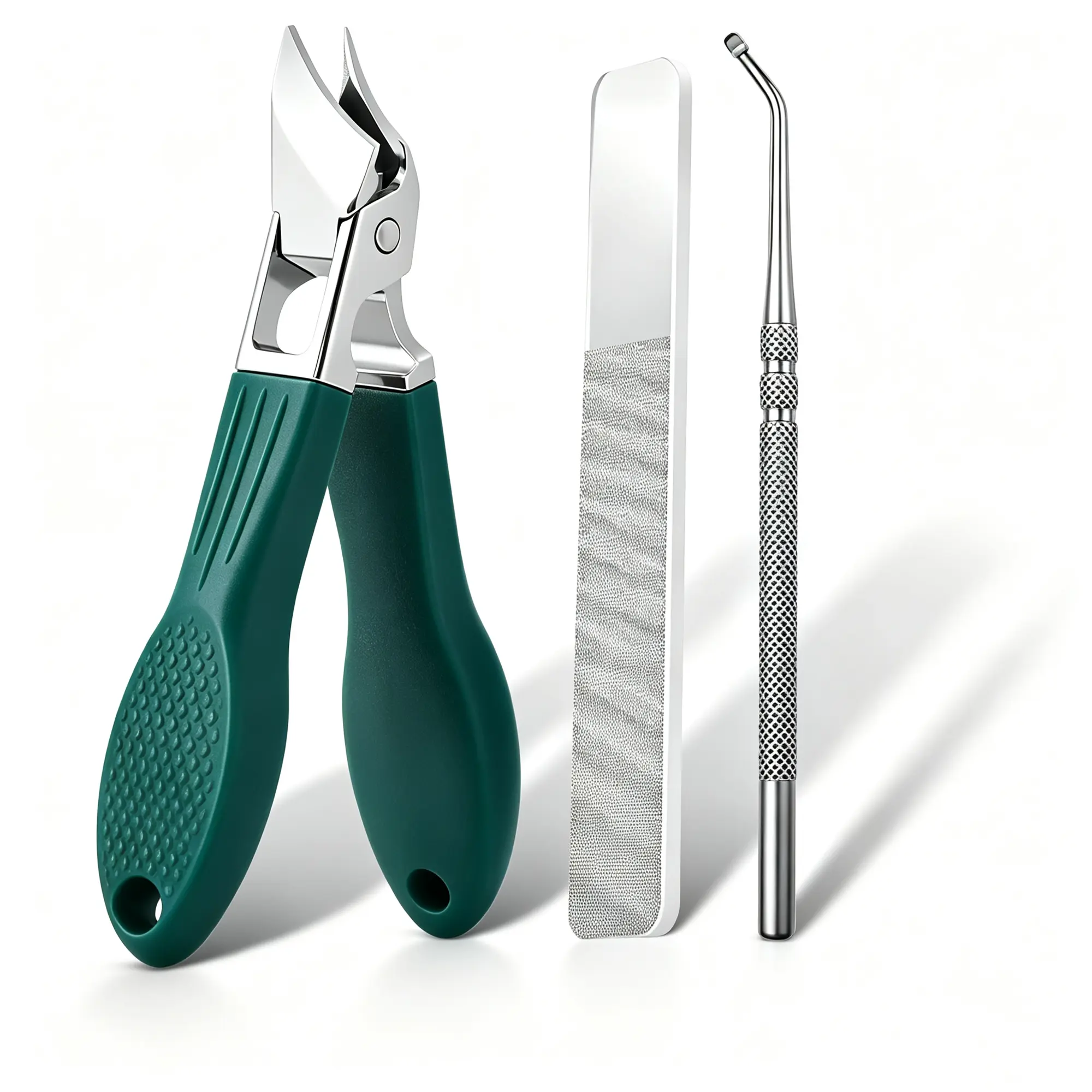 Eagle Beak Beveled Nail Clippers, 3Pcs Wide Jaw Opening Anti-Splash Slanted Nail Clipper, Long Handle Wide Jaw Opening Anti-Splash Slanted Edge Nail Clipper for Thick Nails,Seniors&Ingrown Care