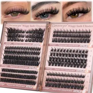 Geeneiya Wispy Lash Clusters 6 Styles Eyelash Clusters Natural Cluster Eyelash Extensions D Curl Individual Lashes 9-16mm DIY Lash Extension for Beginners(Wispy/Manga/Cat Eye/Natural/Spiky/Cross)