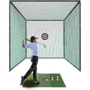 Golf Driving Cage 10x10x10ft Golf Practice Cage Hitting Cage with Steel Frame Golf Nets Backyard for Full Swing and Chipping Practice Indoor or Outdoor