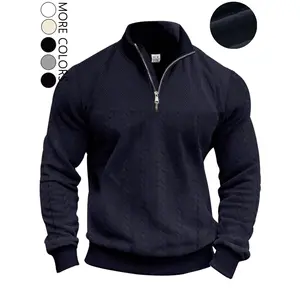 Men's solid color half-zip stand-up collar sweater, regular version of casual long-sleeved pullover, comfortable fabric, warm, suitable wearing in autumn and winter, men's daily outfit.Gift
