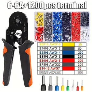 HSC8 6-6A Hexagonal Tube Terminal Block + Crimping Pliers Set, DIY Tools, Copper Alloy Contact, Nylon Insulated, Fixture Termination Type, Industrial Electrical Wiring Kit
