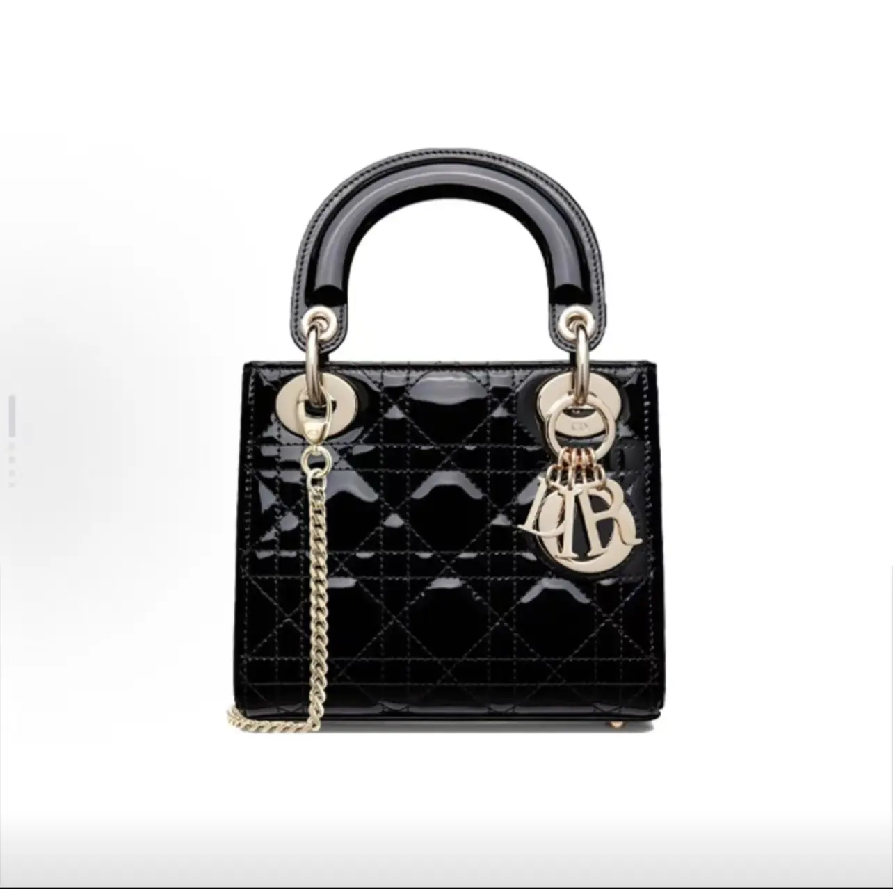Pre-owned Dior Lady Mini Cannage Patent Leather Handbag