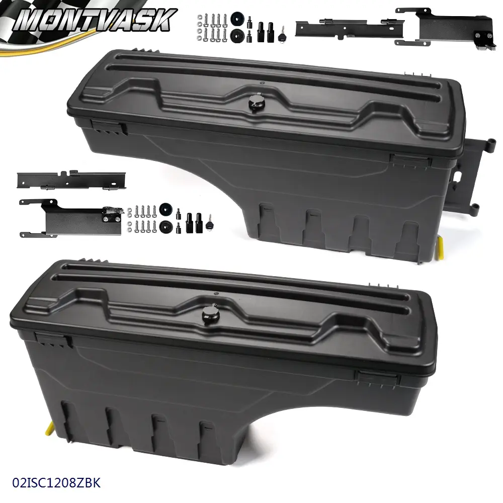 CROSSDESIGN ABS Lockable Truck Bed Tool Box Set (Left+Right), Tough Weatherproof Truck Storage Box with Installation Kit for 2015-2019 Ford F-150 Automotive Accessories