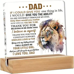 Lion Pattern Acrylic Desk Decor, Dad's Birthday Gift, I Love You Dad Acrylic Desk Decor, Home Decor Signs, Gift for Dad, Home Decor