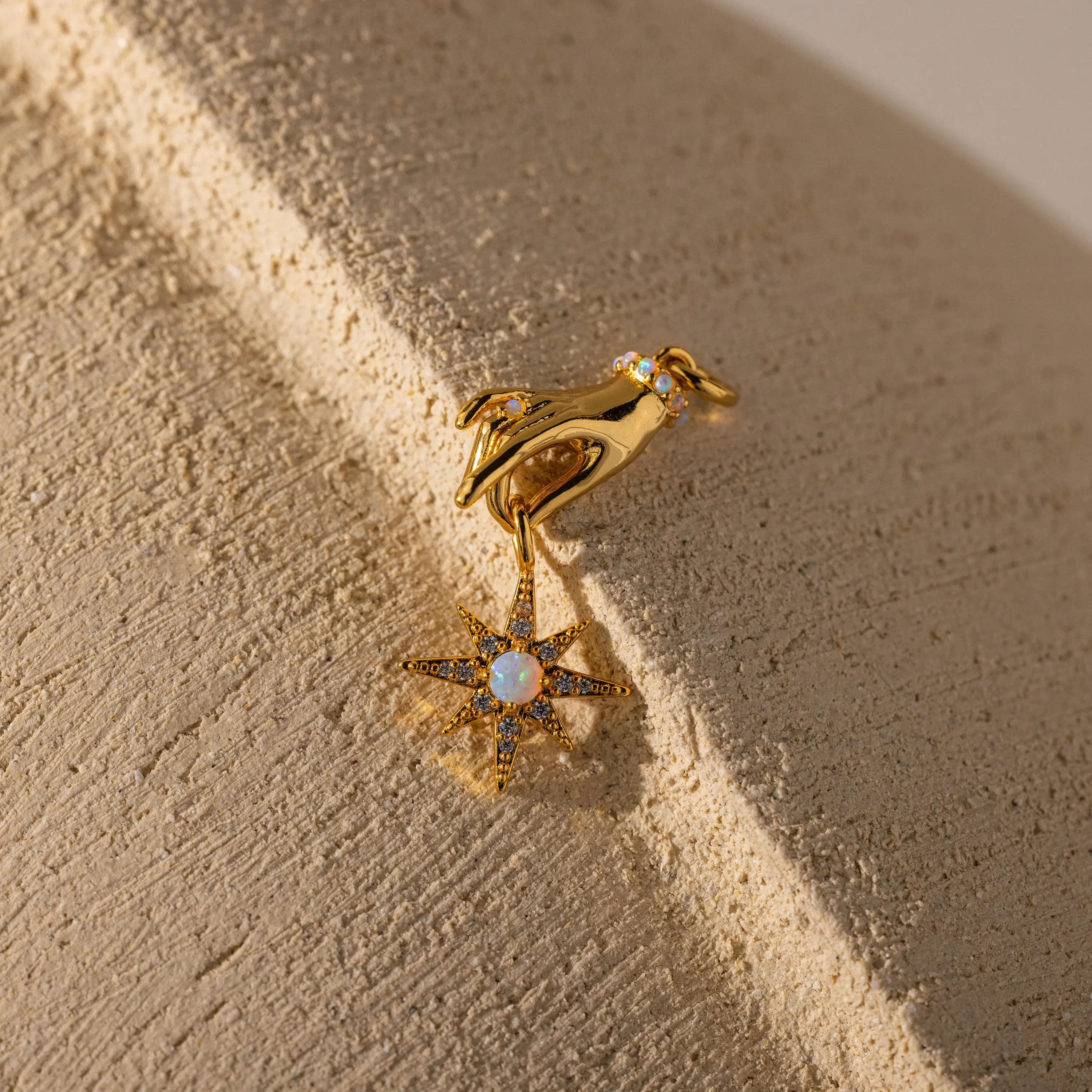 Star Opal Hand Charm by Caitlyn Minimalist - Dangling Opal Birthstone Charm for Necklaces - Celestial Jewelry - Best Friend Gift