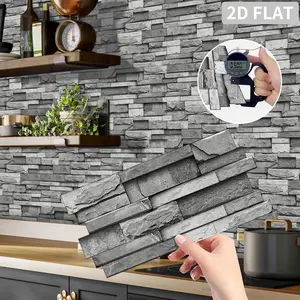 Faux Brick Pattern Wall Sticker, Self-adhesive Wall Decal, Wall Decorative Sticker, Waterproof & Oil-proof Wall Decor for Kitchen & Bathroom