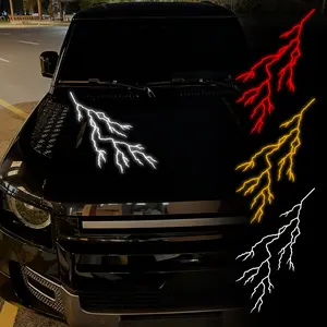 1PC 80cm Reflective Lightning Crackle Car Stickers, Waterproof and Sun-resistant Self-adhesive Vinyl Decals, Suitable for Hoods, Bodies, Doors, Cars, Trucks, SUVs, Ideal for Vehicle Exterior Modification, Vehicle Exterior Decoration