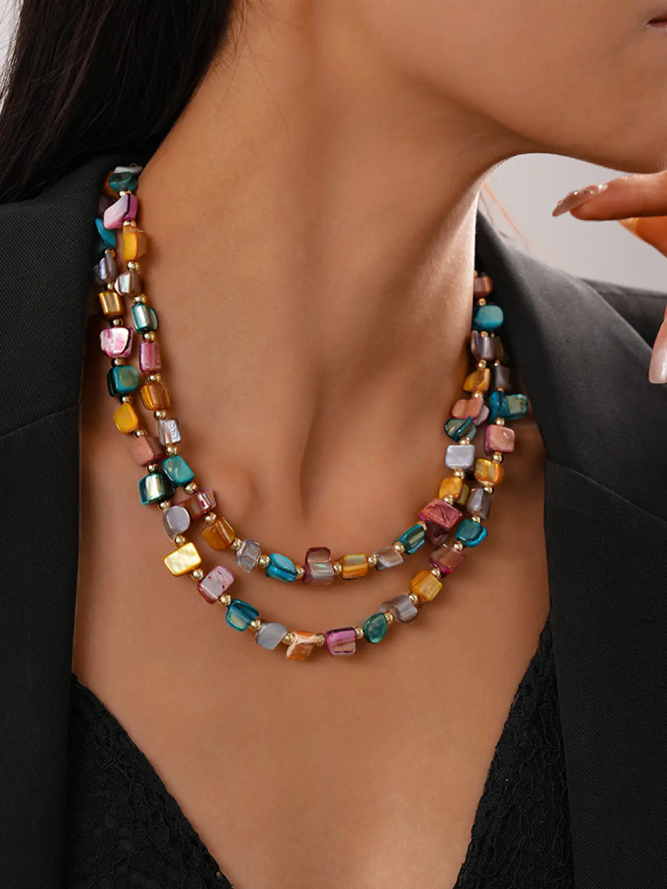 Bohemian Colorful Beaded Layered Necklace - Trendy Jewelry Modern Versatile Accessories - Gift for Her Daily & Party Styling