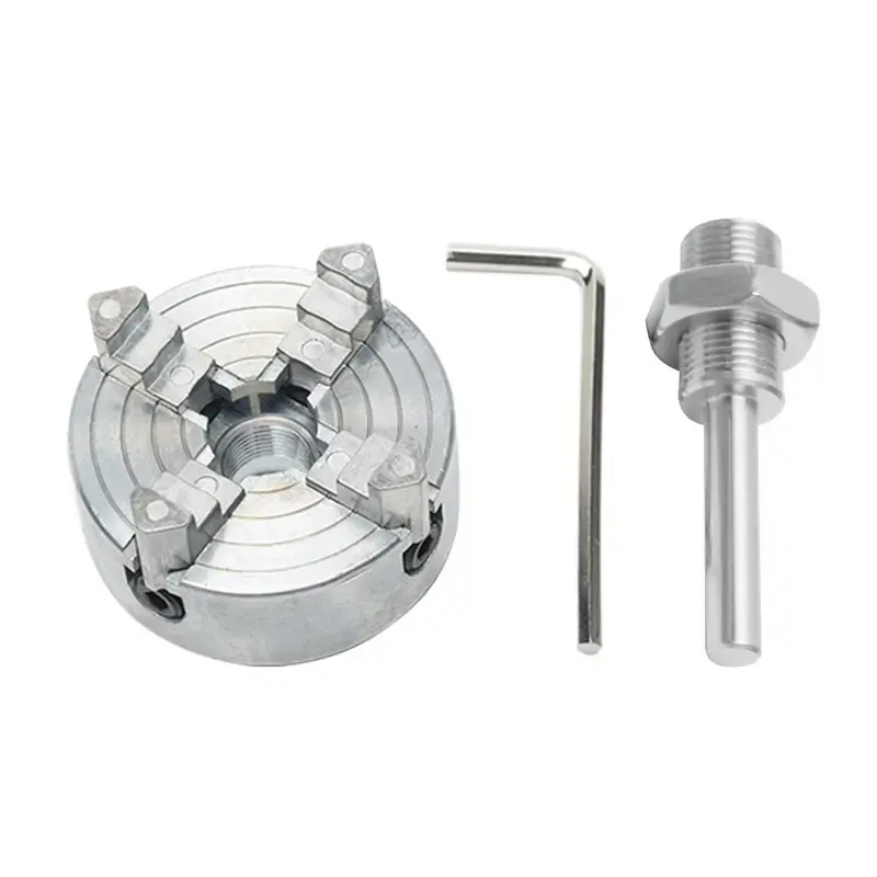 Z011 Mini Lathe Chuck Set - 3 & 4 Jaw, Self-Centering Woodworking Tool with Durable Connecting Rod and Accessories, Power Tool, Short Sticks, Electric Drill