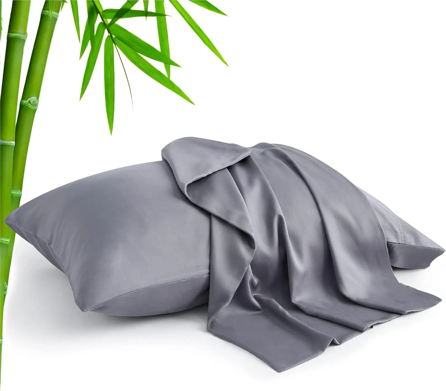 Shilucheng Pure Bamboo Cooling Bedding Pillowcase - Breathable, Moisture Wicking, Absorbent Pillow Cover for Hot Sleepers - 2-Pack (No Pillow Included)