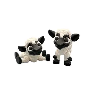 Black & White Sheep Decor Figurine 3D Printed Durable Realistic Texture Home Decor Artistic Sculpture 3x2.5x2.5 Inches Farmhouse Shelf Decoration