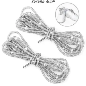 Rhinestone Shoelaces 2-Pack, 47-Inch Glitter No-Tie Rope Laces for Casual Sneakers & Footwear, DIY Street Style Fashion Accessories
