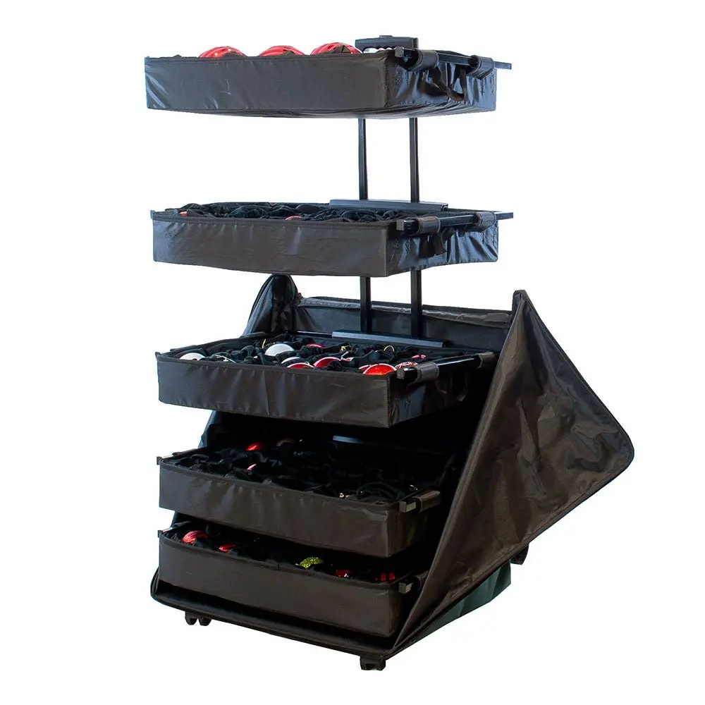 Rolling Telescoping Ornament Storage [Adjustable] - (Holds 120+ Ornaments)
