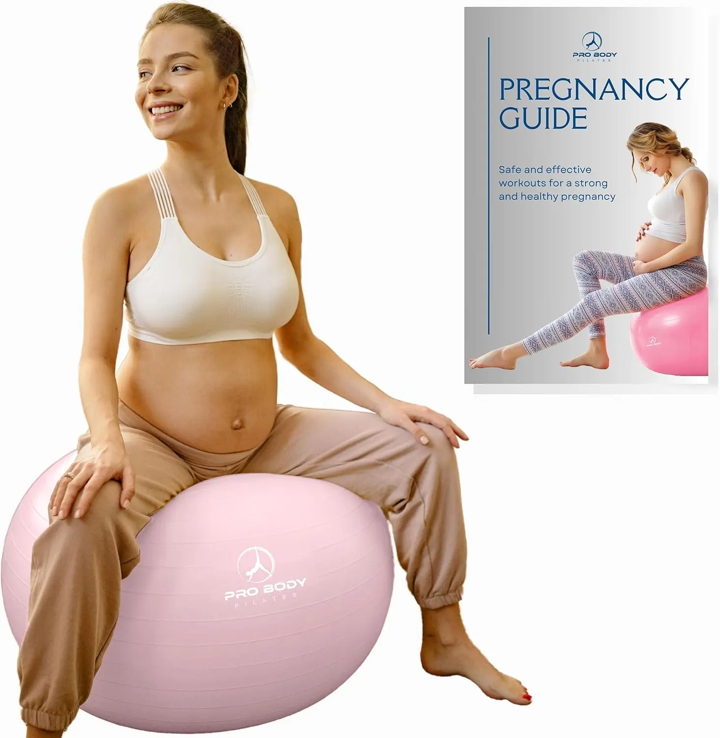 Probody Pilates Pregnancy Ball - Yoga Ball for Pregnancy with Book, Prenatal, Labor & Postnatal Maternity Exercise ProBody Pilates