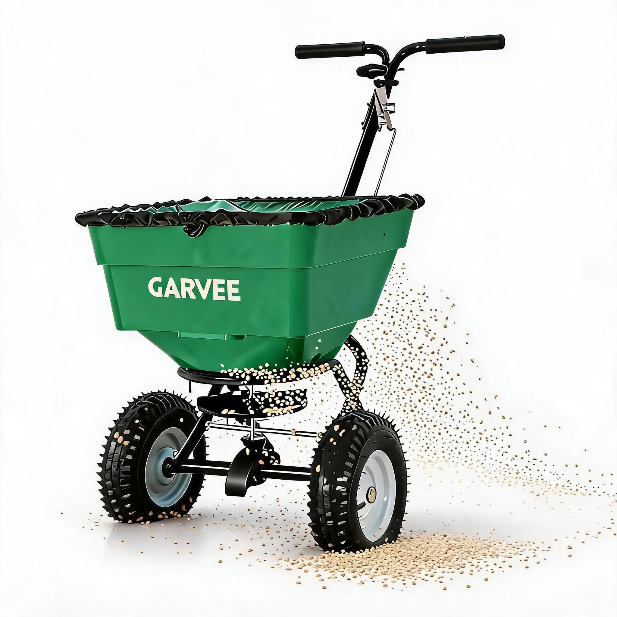 100 lb Push Broadcast Spreader, 12FT Spread Width, 13in All-Terrain Wheels & Adjustable Flow for Seed, Fertilizer, Salt & Ice Melt, Green
