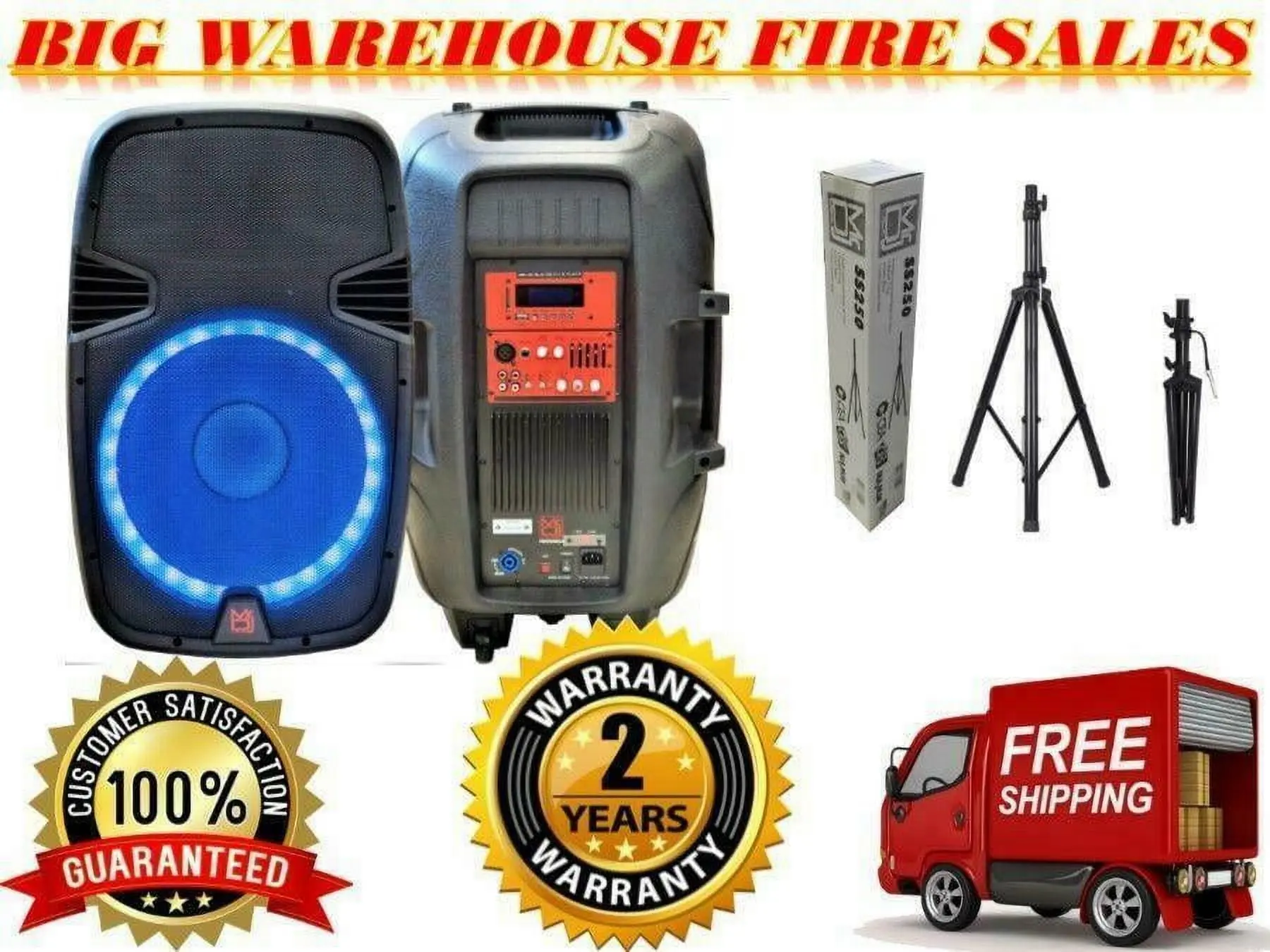 MR DJ PBX2690LB 15" 3500W BLUETOOTH ACTIVE POWERED PA DJ PARTY SPEAKER + STAND