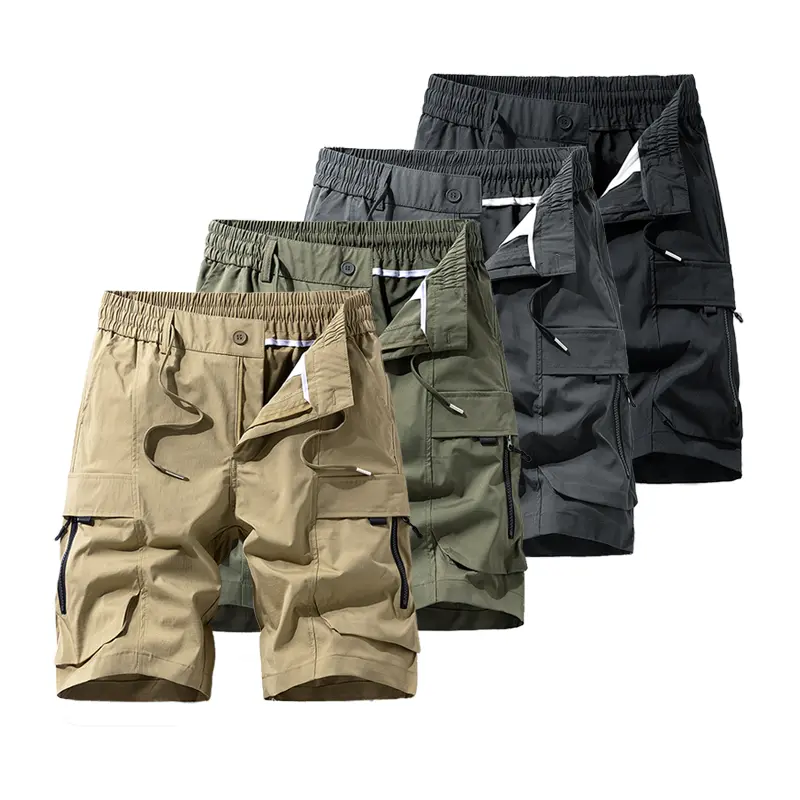 Men’s cargo casual shorts with large pockets, practical multi-pocket design, lightweight and breathable summer shorts suitable for outdoor activities, hiking, work, and everyday streetwear.