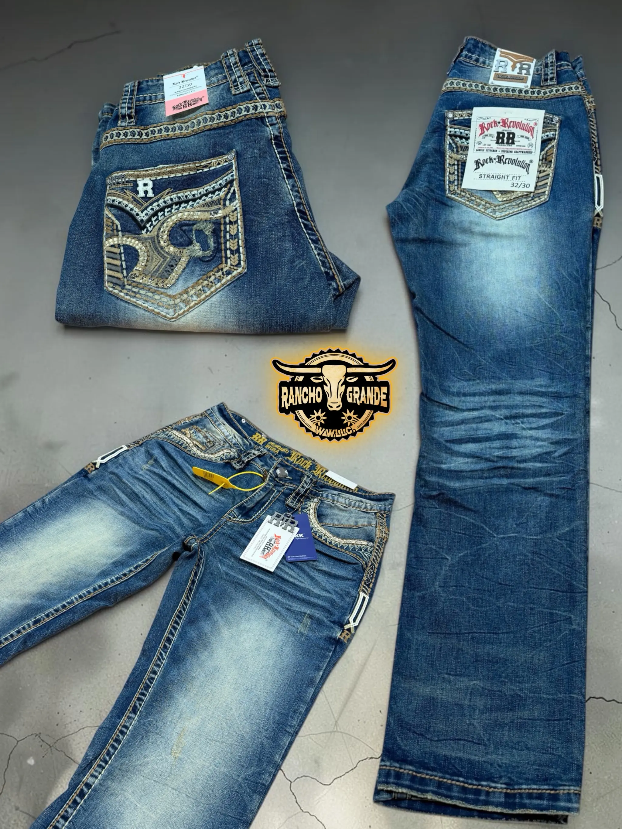 Rock R 231 Mens Modern Western Cowboy Jeans Boot Cut / Pantalon Vaquero para Hombre corte Moderno para Bota